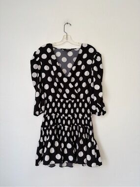 Lipsy Black and White Polka Dot Wrap Mini Dress Girlhoodcore